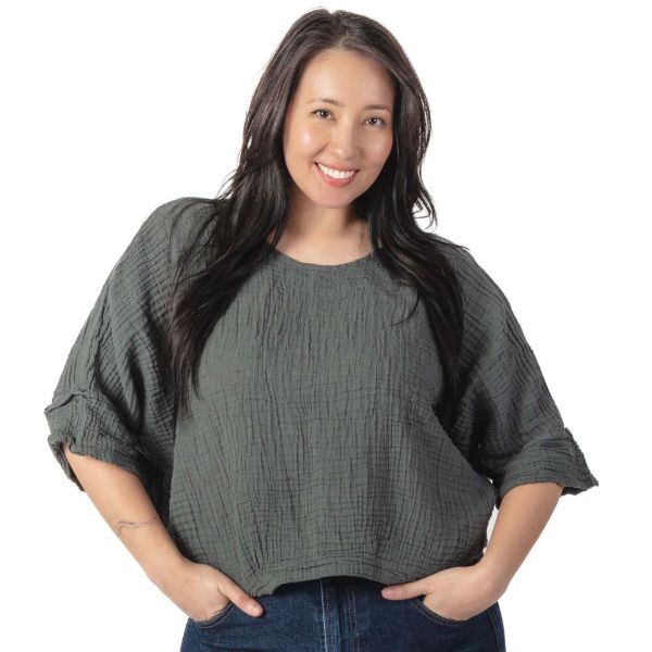 Picture of gauzy cotton safari top