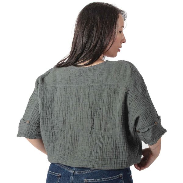 Picture of gauzy cotton safari top