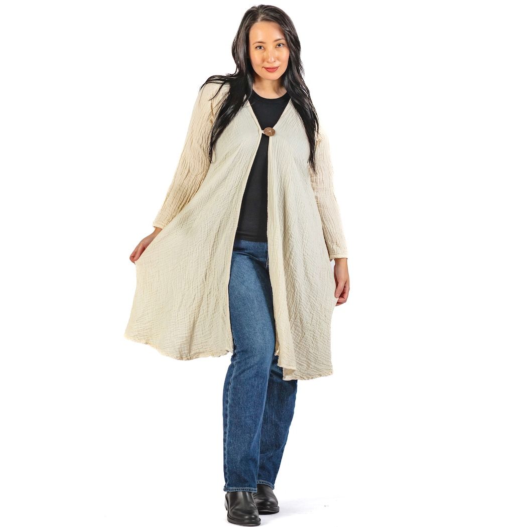 Cotton Gauze Coco Button Long Jacket
