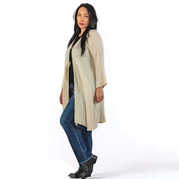 Cotton Gauze Coco Button Long Jacket