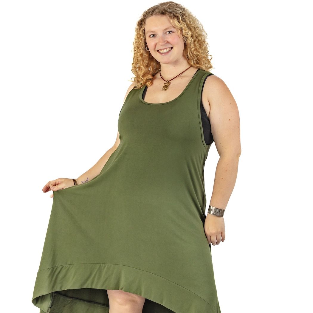 Olive Green Chloe Sleeveless High-Low Tunic