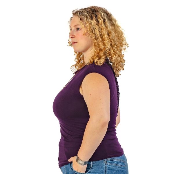 Eggplant Purple Slash Weave Back Muscle Tank Top