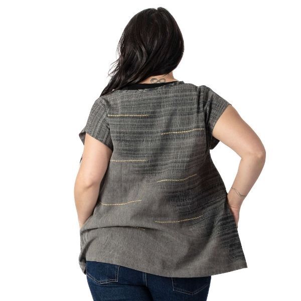 Dashes Embroidered Cap Sleeve Top (Back)