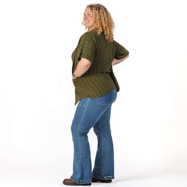 	Striped Cotton Gauze Short Sleeve Cardigan