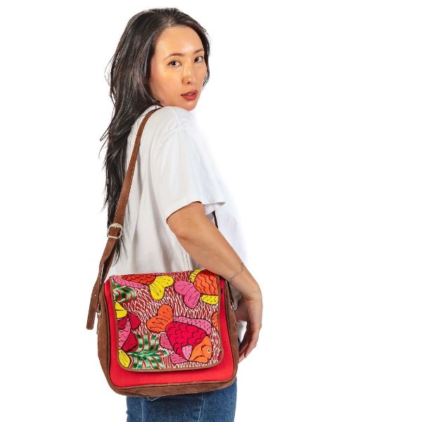 Picture of embroidered fish explorer bag