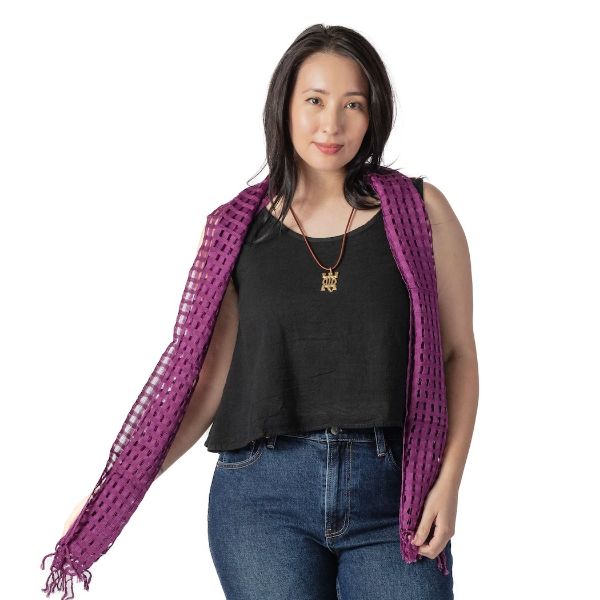 Picture of handwoven windowpane scarf