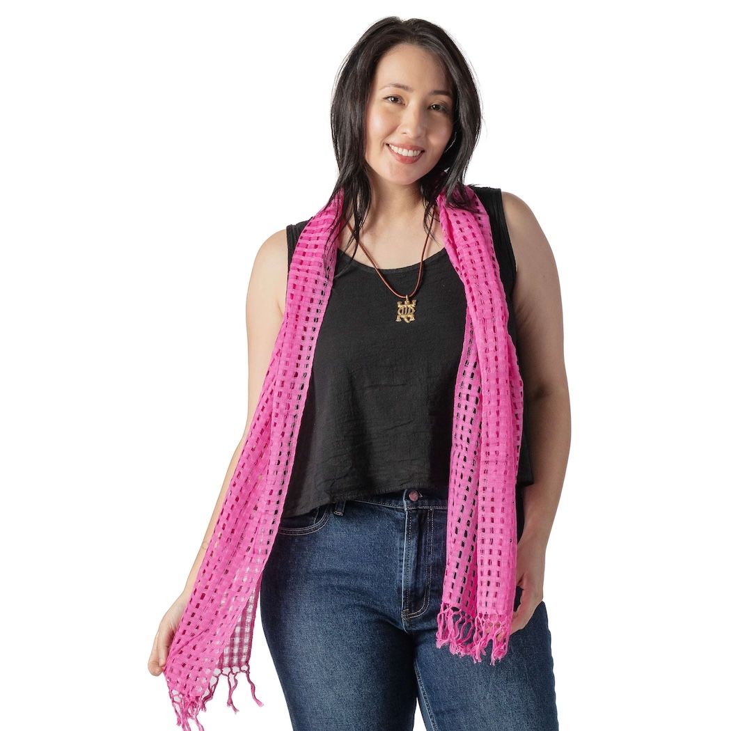 Picture of handwoven windowpane scarf