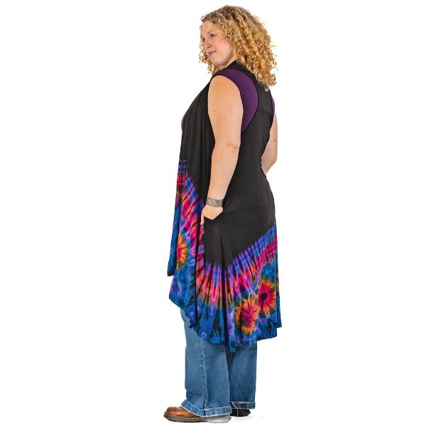 Black/Purple Tie Dye Waterfall Vest