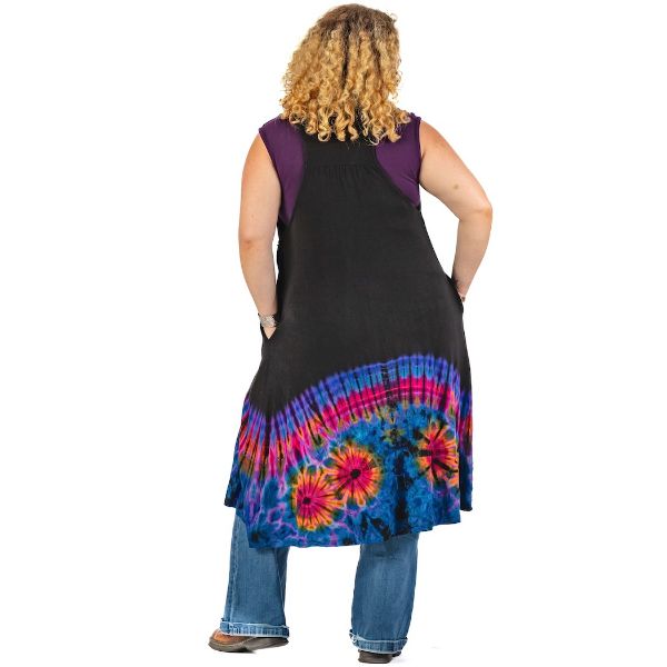 Black/Purple Tie Dye Waterfall Vest (Back)