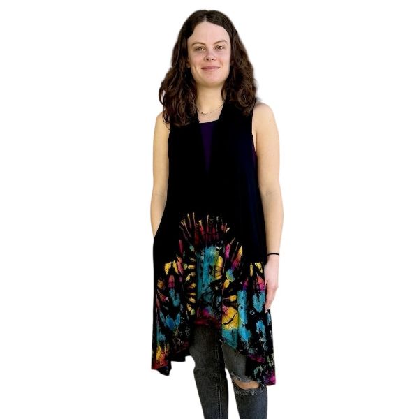 Black/Rainbow Tie Dye Waterfall Vest