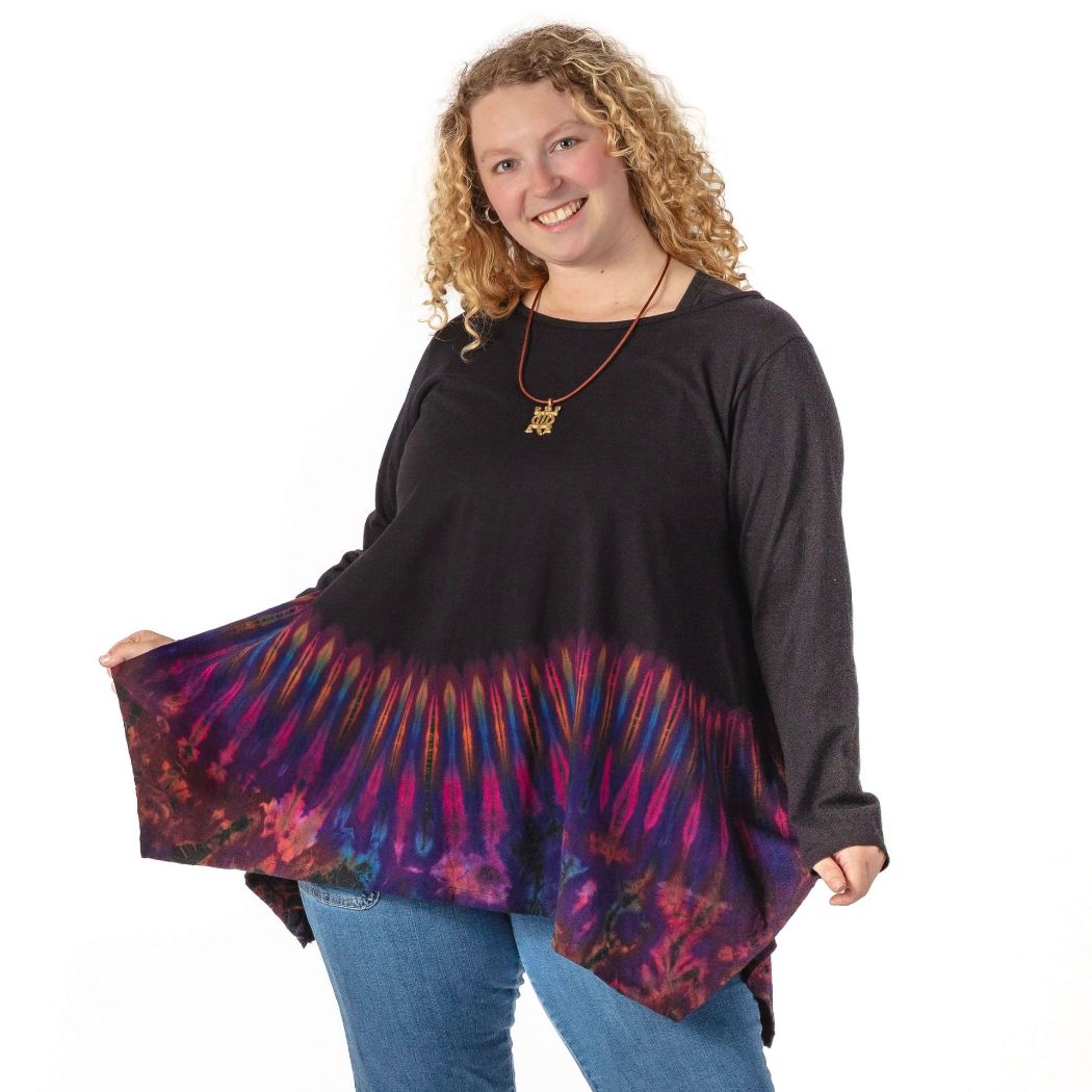 Tie Dye Long Sleeve Boat Neck Top