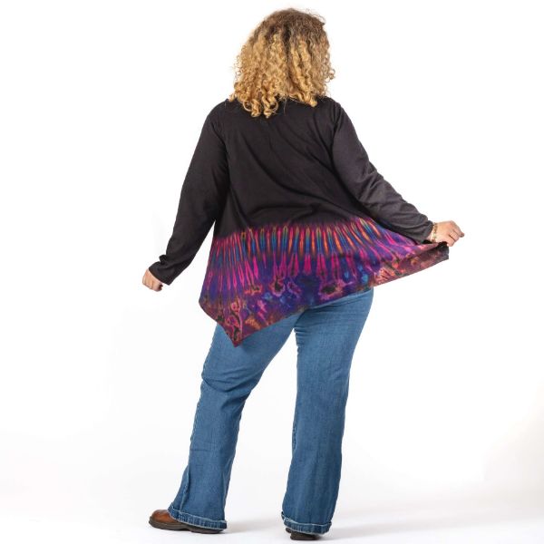 	Tie Dye Long Sleeve Boat Neck Top