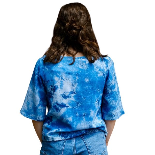 Picture of indigo three-quarter sleeve blouse