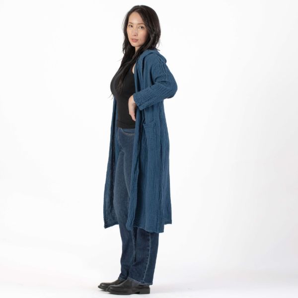 Gauzy Cotton Long Hooded Jacket