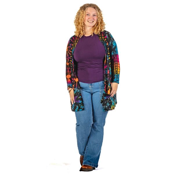 	Tie Dye Waterfall Cardigan