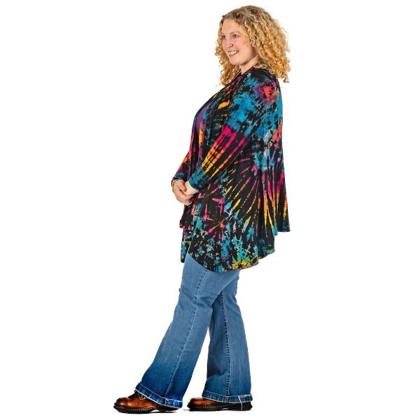 	Tie Dye Waterfall Cardigan