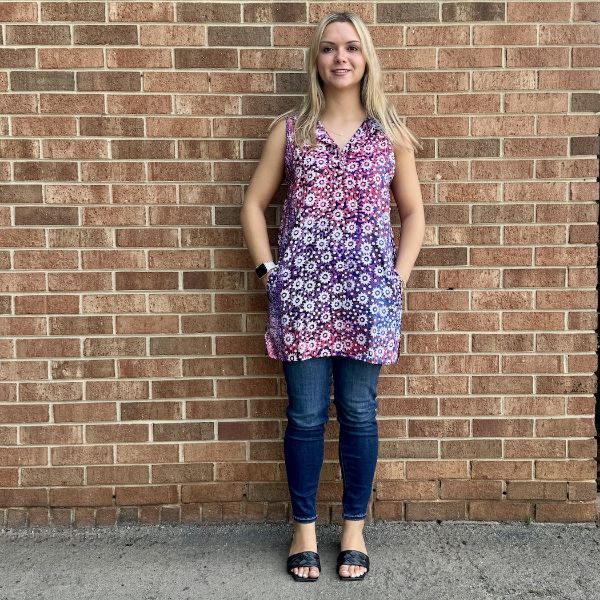 Purple Batik Sleeveless Collared Tunic