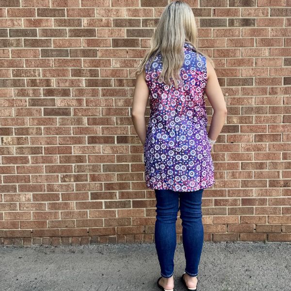 Purple Batik Sleeveless Collared Tunic