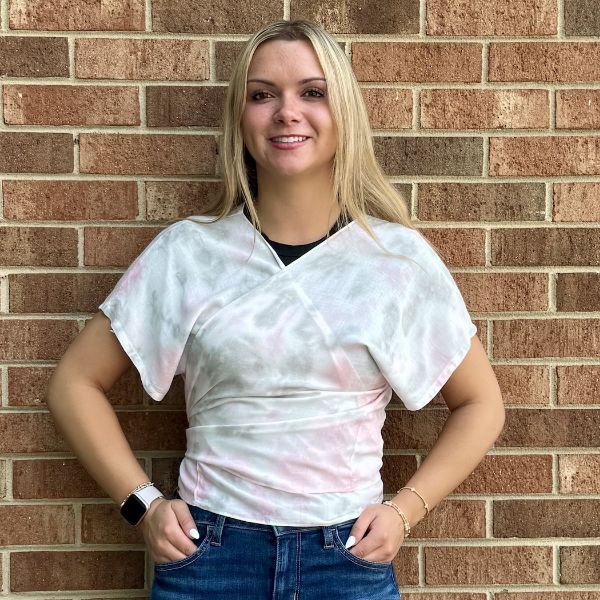 Picture of short sleeve tie up wrap top