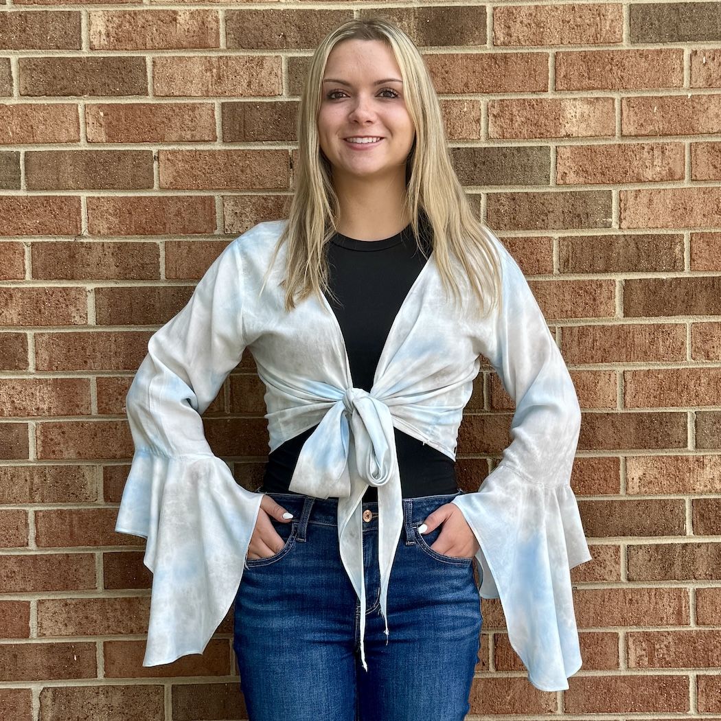 Picture of long sleeve tie up wrap top