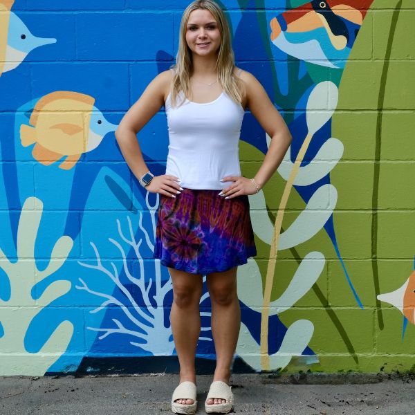 	Tie Dye Mini Skater Skirt
