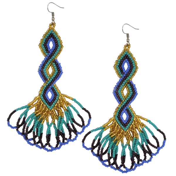 Picture of beaded peacock earrings