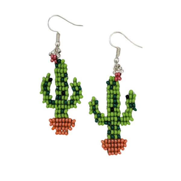 Picture of beaded cactus earrings