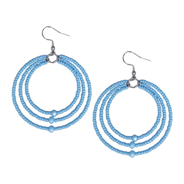 Triple Beaded Hoop Earrings