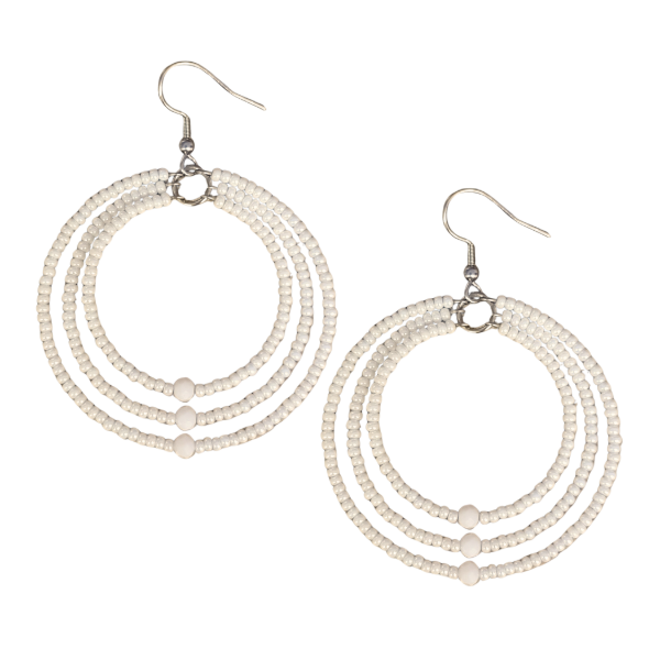 Triple Beaded Hoop Earrings