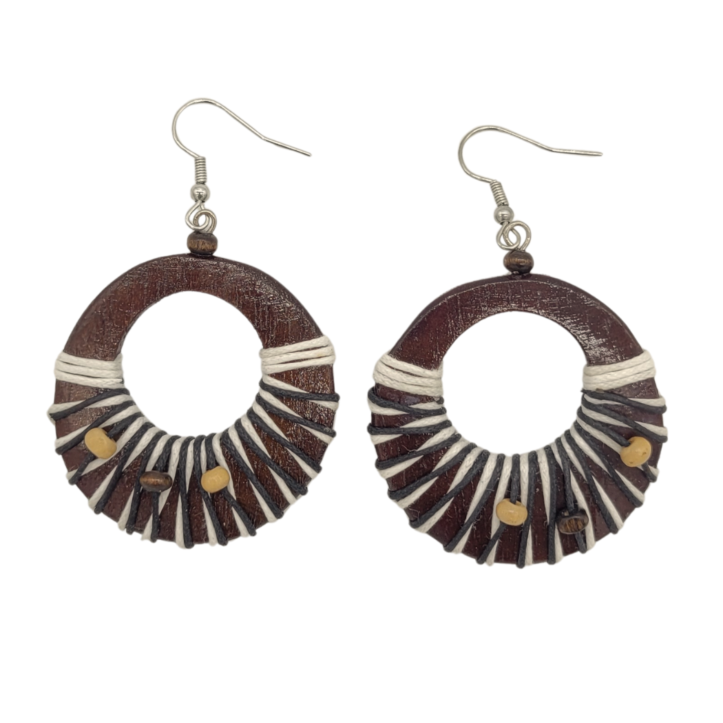 Picture of geometric balsa wood earrings
