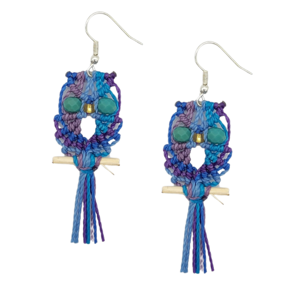 Picture of macrame owl earrings