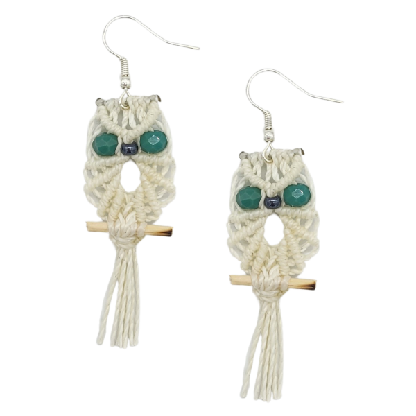 Picture of macrame owl earrings
