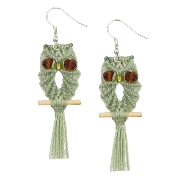 Picture of macrame owl earrings