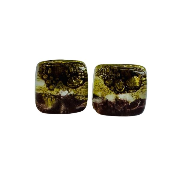 Fused Glass Stud Earrings - Earth