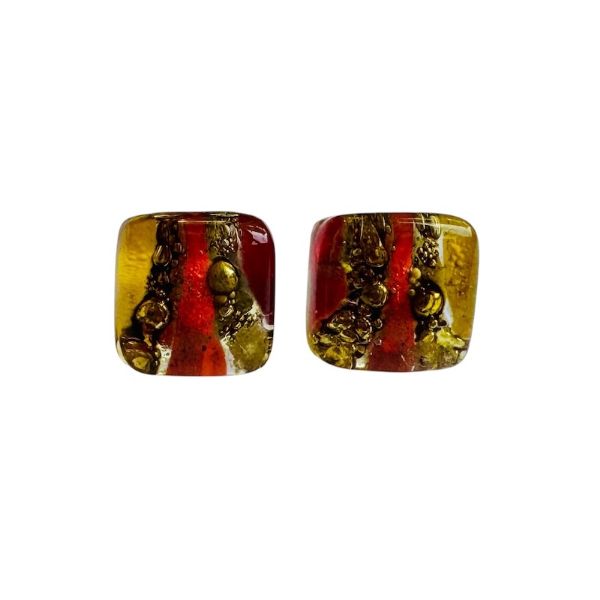 Picture of fusion glass stud earrings - earth