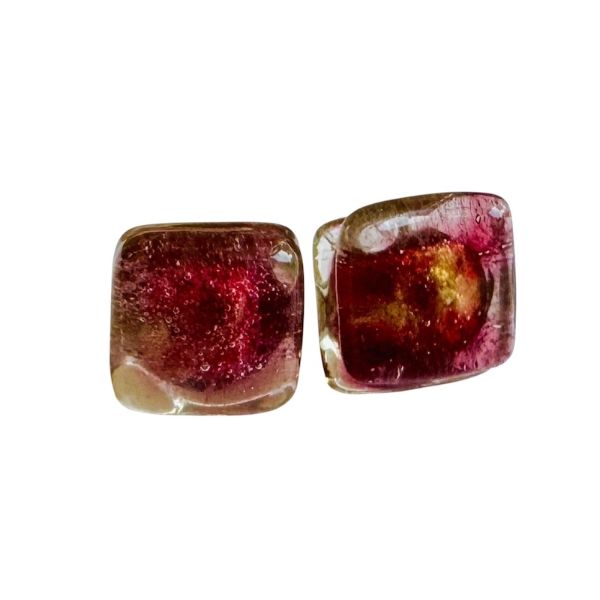 Fused Glass Stud Earrings - Earth