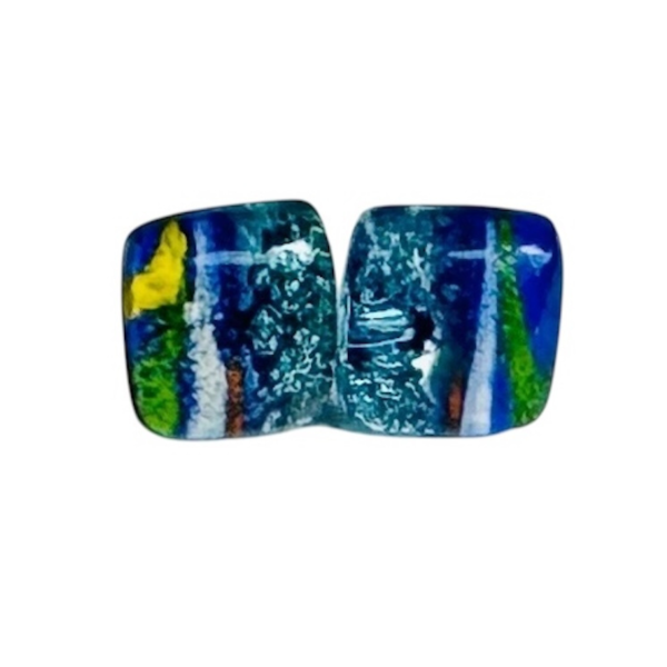 Fused Glass Stud Earrings - Ocean