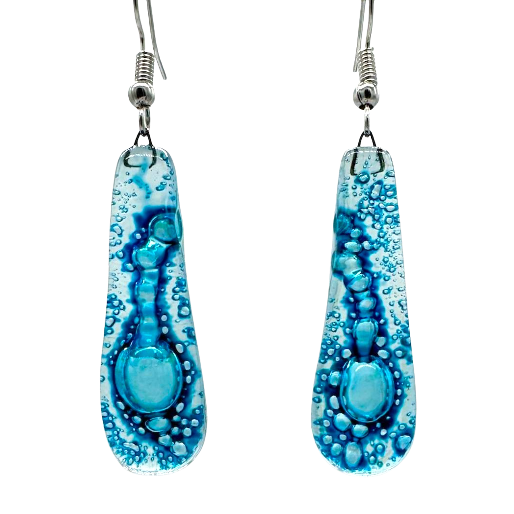 Picture of fusion glass teardrop earrings