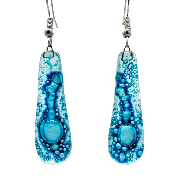 Picture of fusion glass teardrop earrings