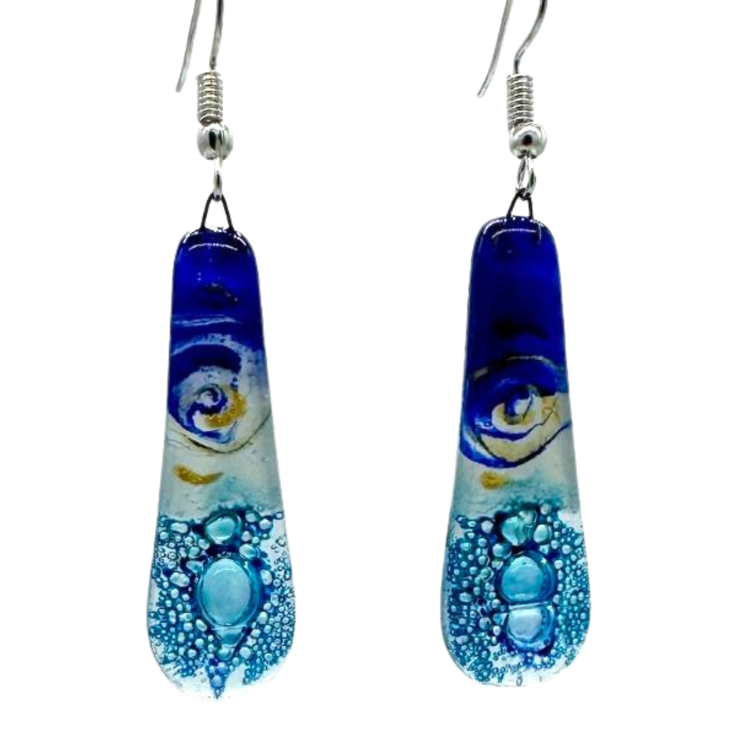 Picture of fusion glass teardrop earrings