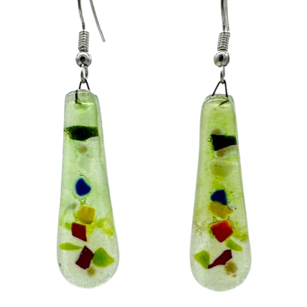 Picture of fusion glass teardrop earrings