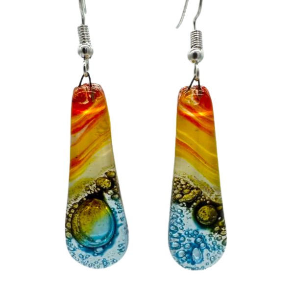 Picture of fusion glass teardrop earrings