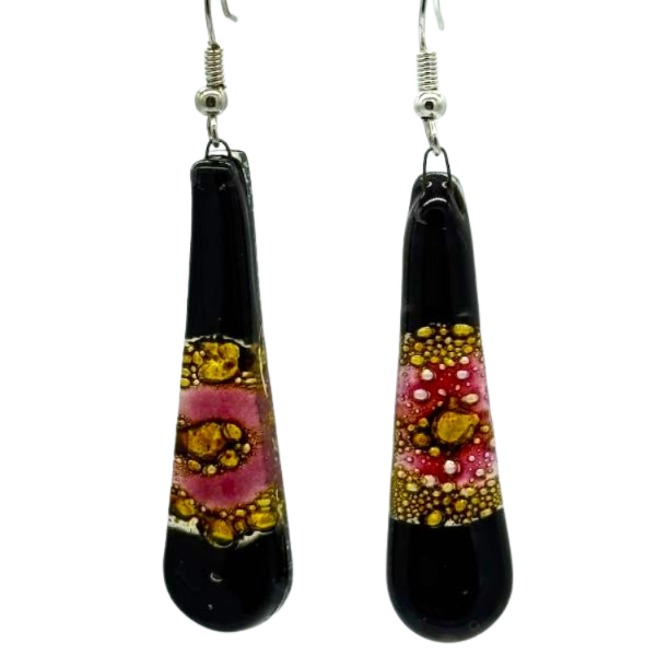 Picture of fusion glass teardrop earrings