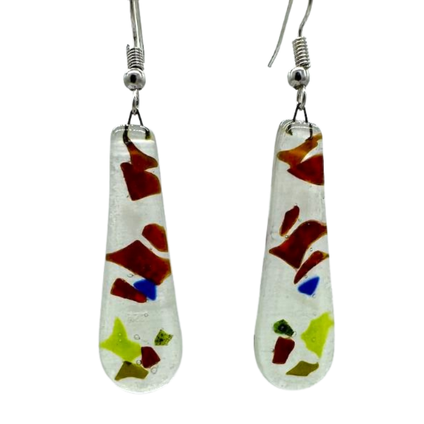 Picture of fusion glass teardrop earrings
