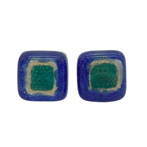 Picture of fusion glass stud earrings - ocean