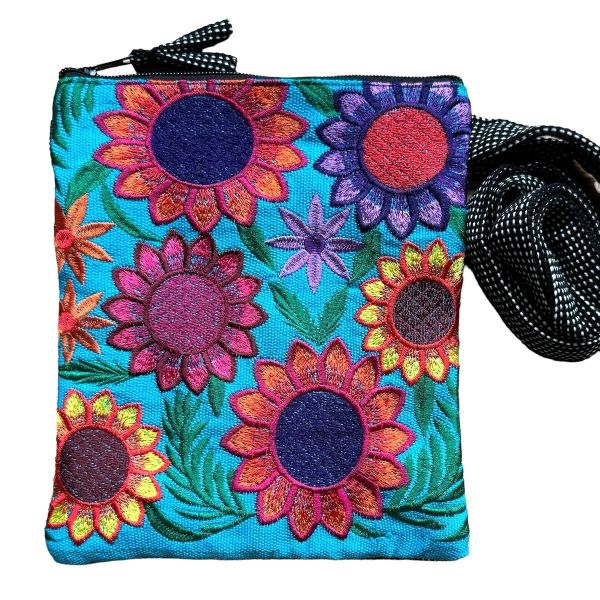 Picture of embroidered sunflower bag - multi