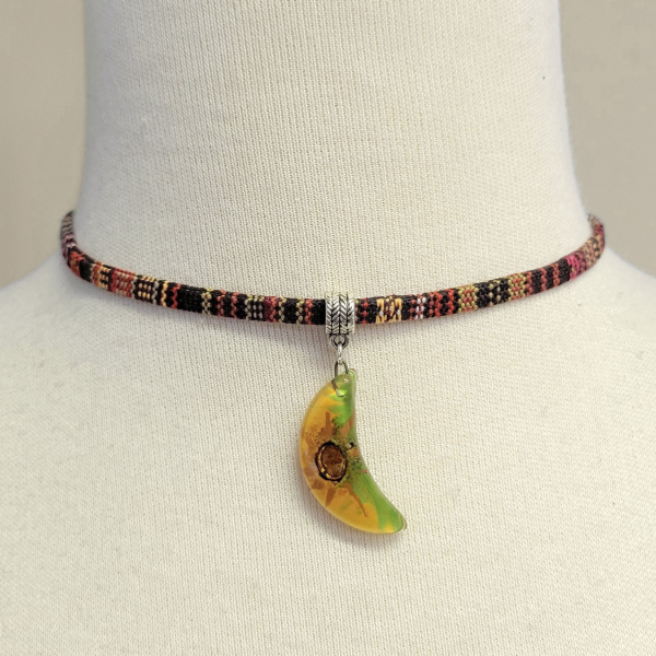 Crescent Moon Fused Glass Choker