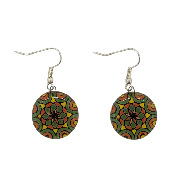 Picture of fusion glass mandala earrings