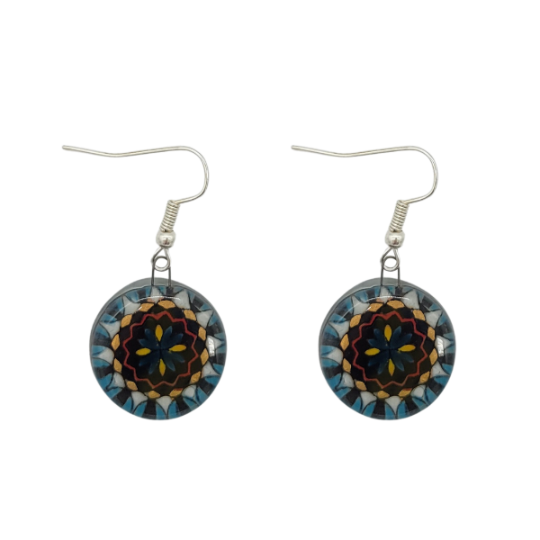 Picture of fusion glass mandala earrings