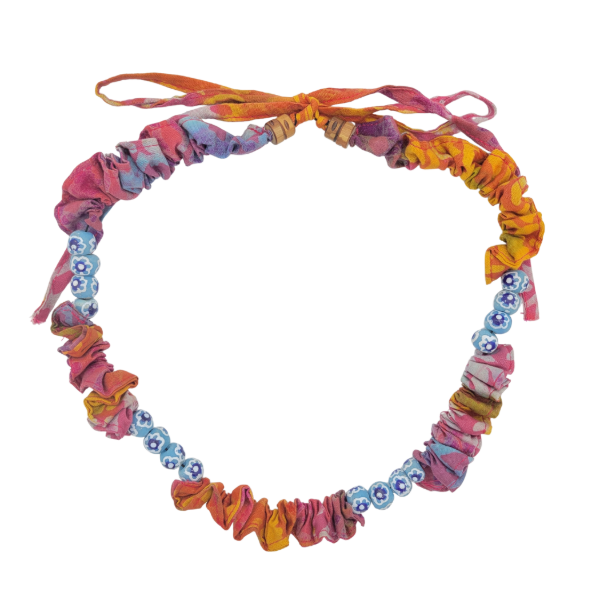 Picture of Scrunchie Batik Glass Bead Statement Necklace
